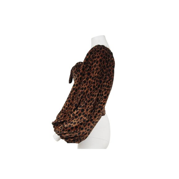 The Attico Womens Leopard Print Top Size 40 Brown Tan Bow Balloon Ruffle Sleeve - Picture 8 of 16